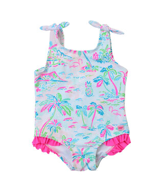 Ruffle Butts Tropical Resort Tie Shoulder One Piece