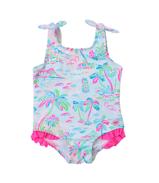 Ruffle Butts Tropical Resort Tie Shoulder One Piece