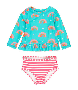 Ruffle Butts Catching Rainbows Rash Guard Bikini