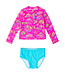Ruffle Butts Neon Island Time L/S Zipper 2 Pc. Rash Guard