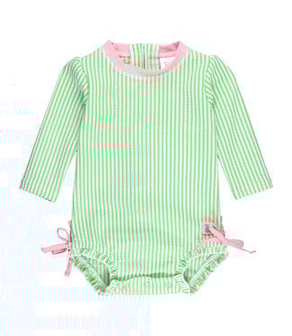 Ruffle Butts Spring Green Seersucker Rash Guard One Piece