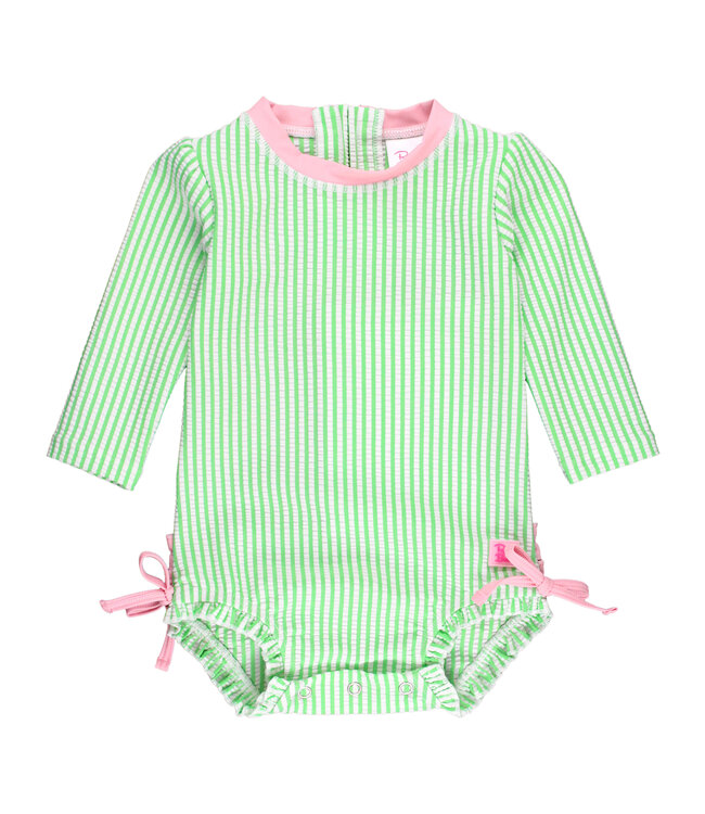 Ruffle Butts Spring Green Seersucker Rash Guard One Piece