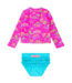 Ruffle Butts Neon Island Time L/S Zipper 2 Pc. Rash Guard