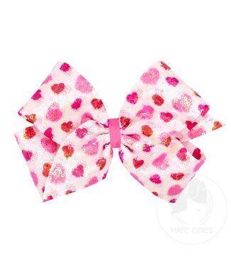 Wee Ones King Sequins Heart Print Bow