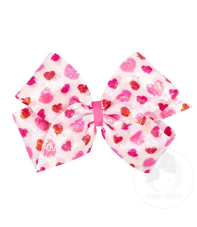 Wee Ones King Sequins Heart Print Bow