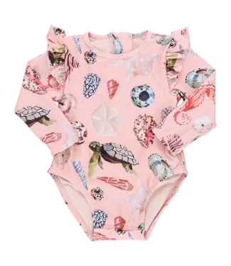Pink Chicken Pink Watercolor Rachel Baby Swimsuit