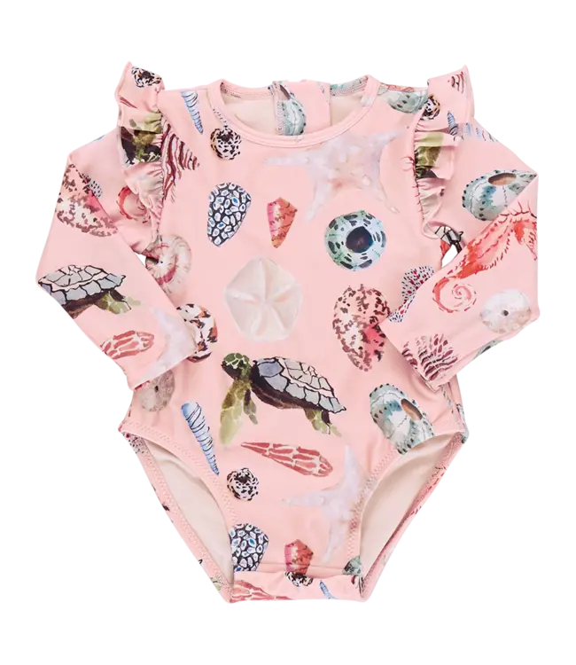 Pink Chicken Pink Watercolor Rachel Baby Swimsuit