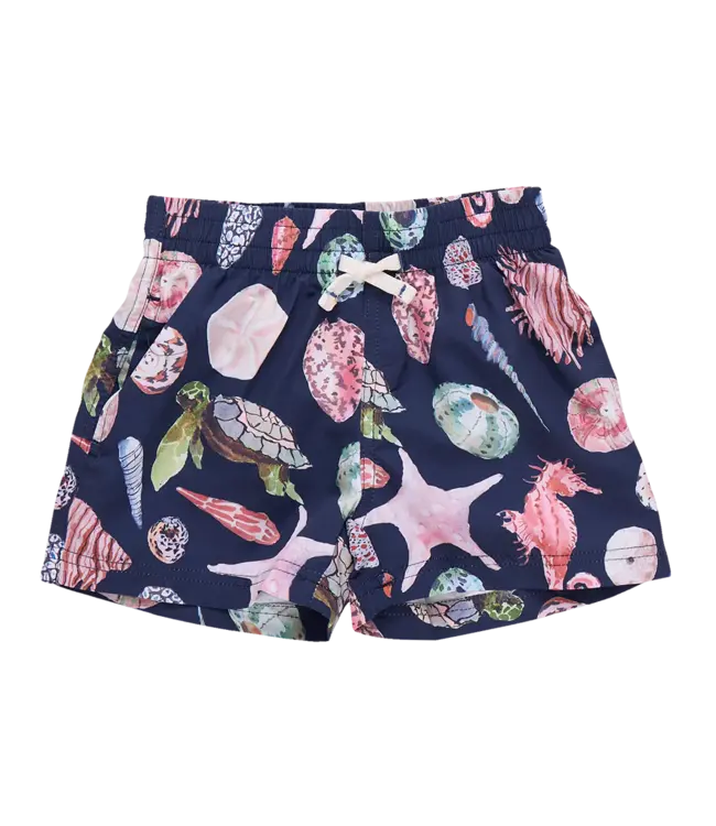 Pink Chicken Navy Watercolor Shells Baby Swim Trunk