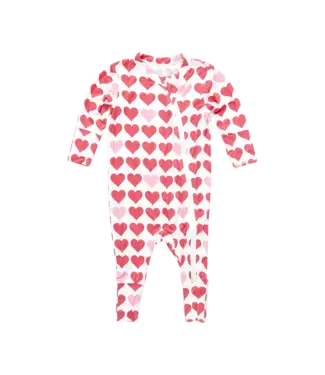 Pink Chicken Tiny Hearts Bamboo Romper