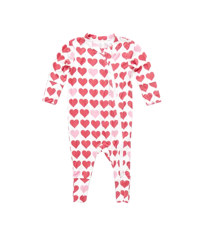 Pink Chicken Tiny Hearts Bamboo Romper