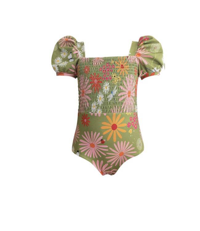 Pepita & Me Garden Verde Waffle One Piece Swimsuit