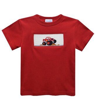 vive la fete Red S/S Smocked Monster Truck Tee
