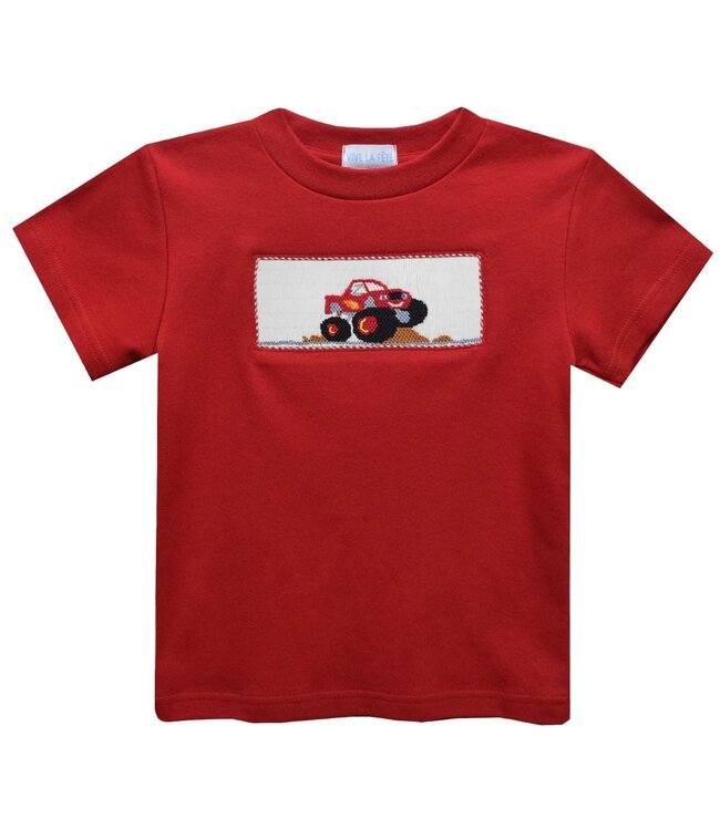 vive la fete Red S/S Smocked Monster Truck Tee
