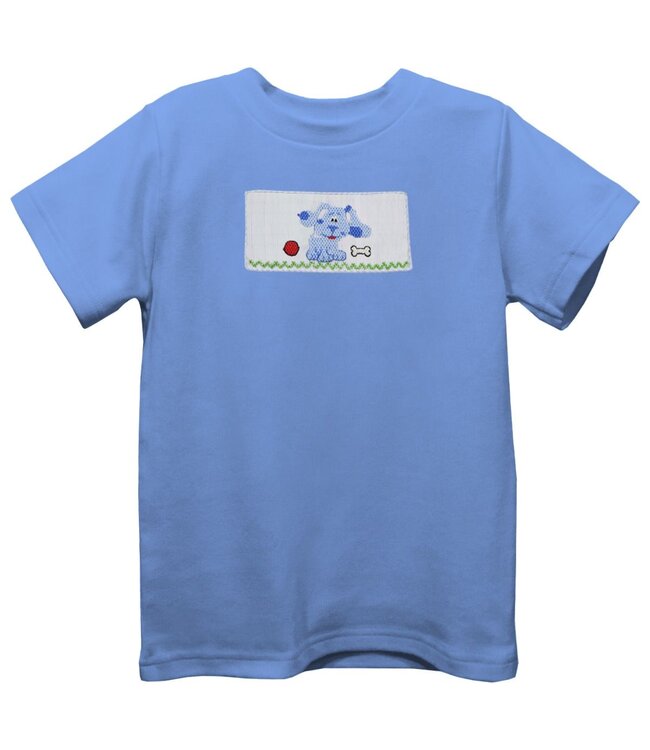 vive la fete Lt. Blue S/S Puppies Smocked Tee