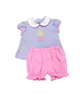 Claire & Charlie Lilac/Pink Stripe Easter Eggs Bloomer Set