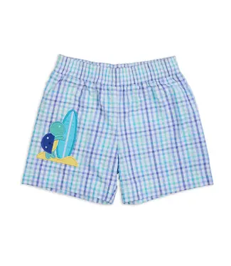 Florence Eiseman Plaid Seersucker Swim Trunk w/Turtle