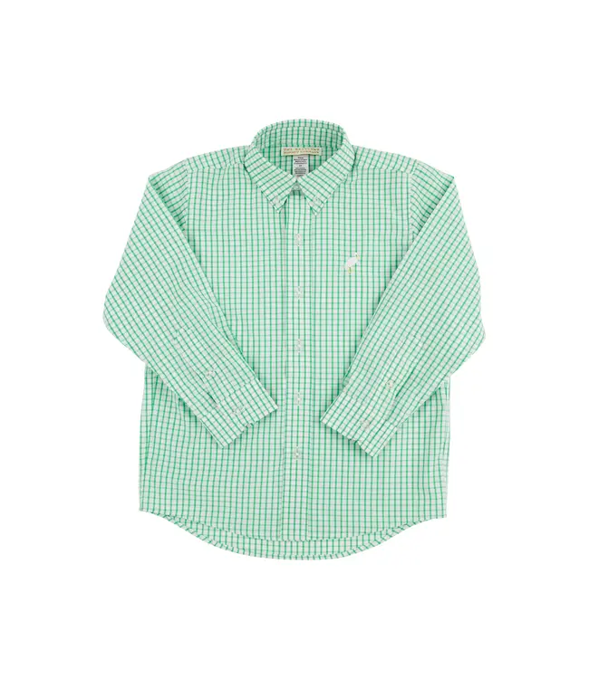 Beaufort Bonnet Kiawah Green Windowpane Dean's List Dress Shirt