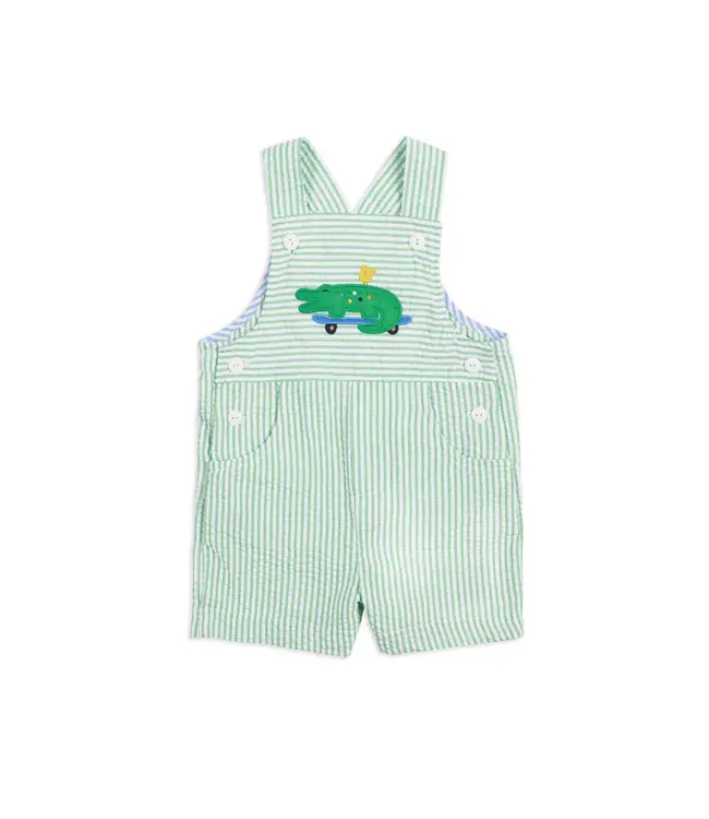 Florence Eiseman Seersucker Shortall w/Skateboarding Gator Shortall