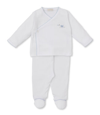 Kissy Kissy White/Blue Premier Elephant Empire Footed Pant Set