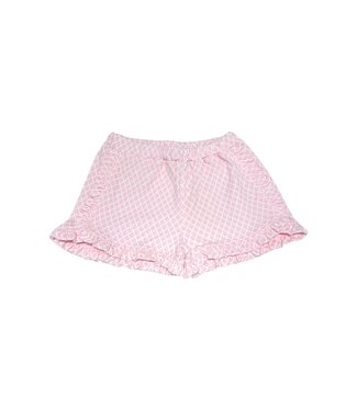 Luigi White/Lt. Pink Diamond Print Ruffle Shorts