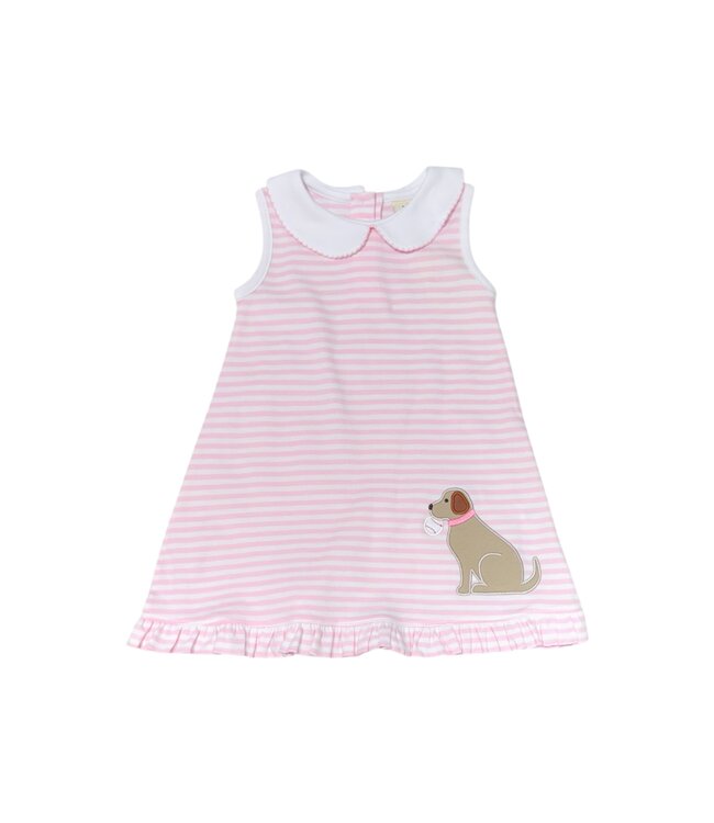 Luigi Lt. Pink/White Sleeveless Dress-Dog w/Baseball