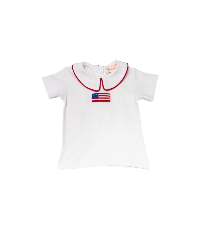 Luigi White/Red American Flag S/S Top