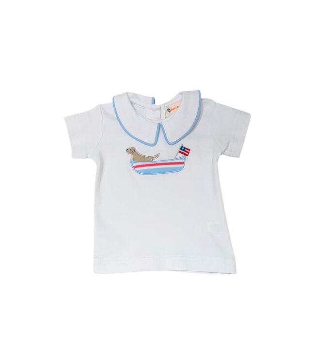 Luigi White/Lt. Sky Blue S/S Boat w/American Flag Top