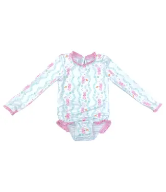 James and Lottie Leighton One Piece Rash Guard Swimsuit-Seahorse