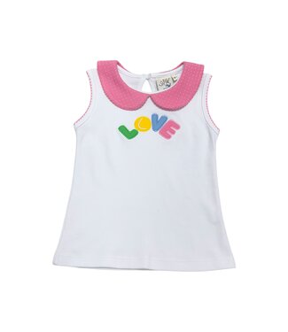 Luigi Sleeveless Lt. Bubblegum Top w/Love and Tennis Ball