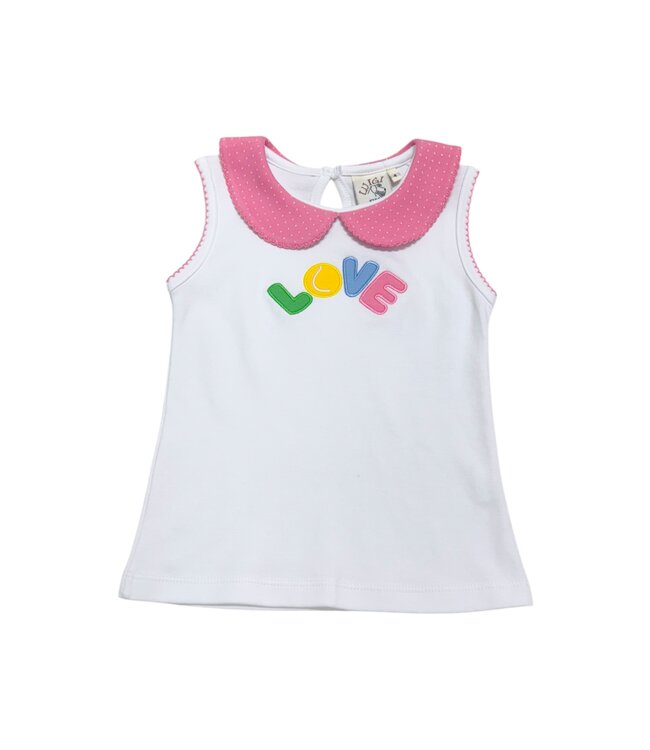 Luigi Sleeveless Lt. Bubblegum Top w/Love and Tennis Ball