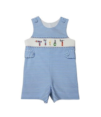 Blue/White Stripe Smocked Tool Short Jon Jon
