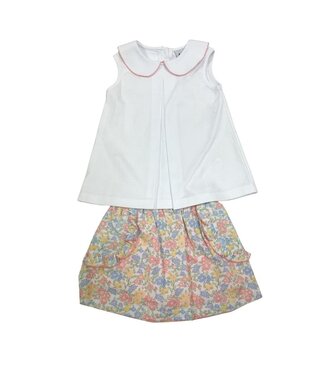 Pastel Floral Skort w/White Knit Pleat