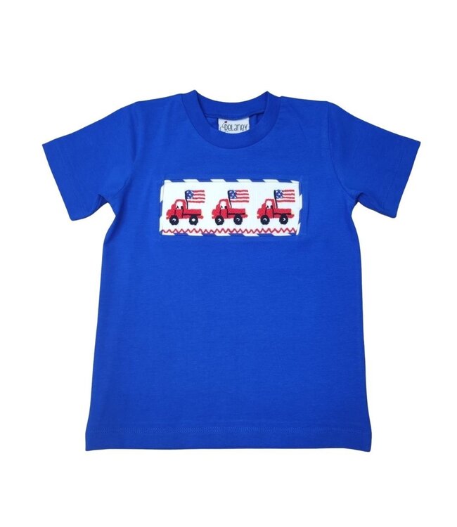 Blue Knit Smocked Stars T-Shirt