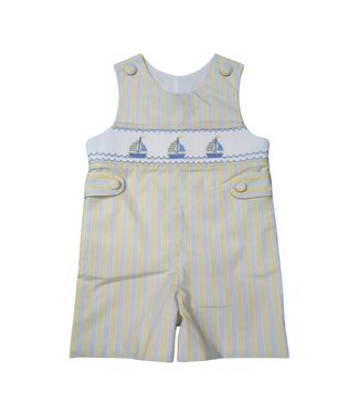Blue/Yellow Stripe Smocked Sailboat Short Jon Jon