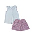 Pink/White Floral Picket Ruffle Short w/Matching White Knit Top