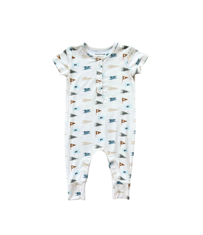 babysprouts Retro Banner S/S Henley Romper