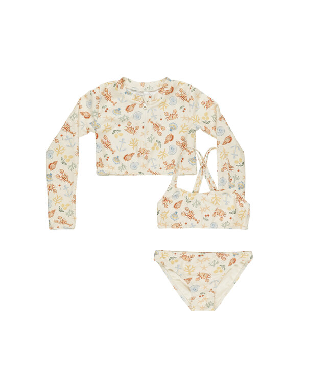 Rylee & Cru Natural Nautical Crop Rash Guard Set