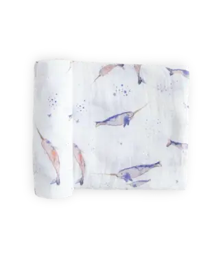 Little Unicorn Cotton Muslin Swaddle Single Narwhal