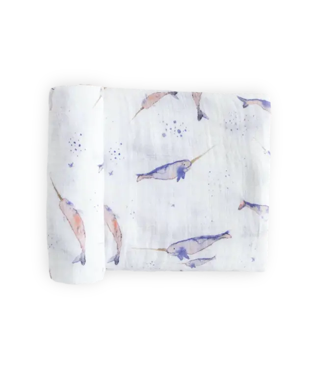 Little Unicorn Cotton Muslin Swaddle Single Narwhal