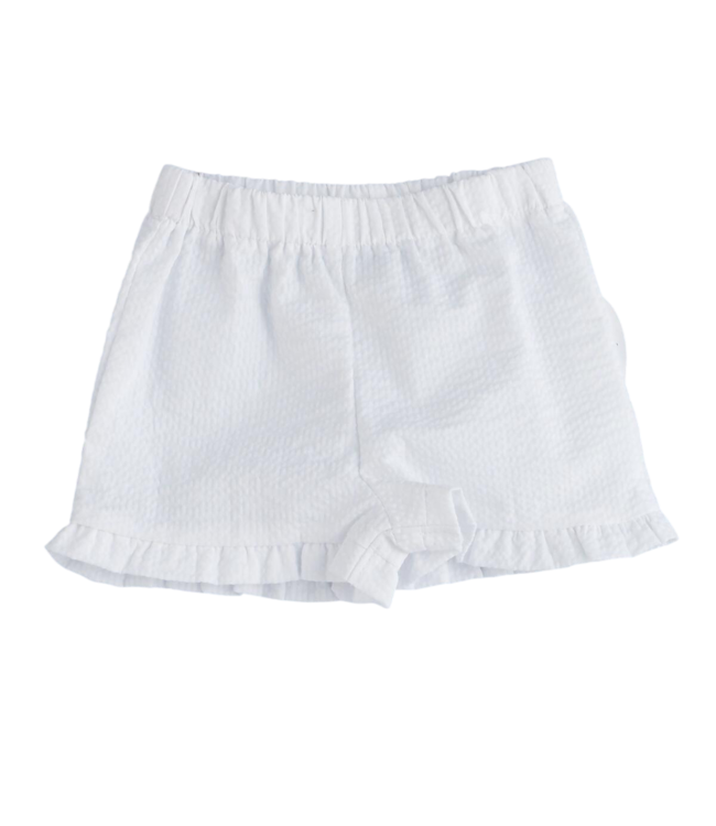 Funtasia Too White Seersucker Ruffle Shorts