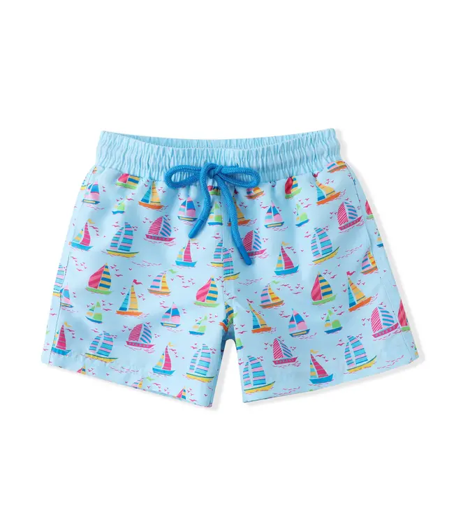 Swoon Baby Clothing Blue Sailboat Swim Trunk