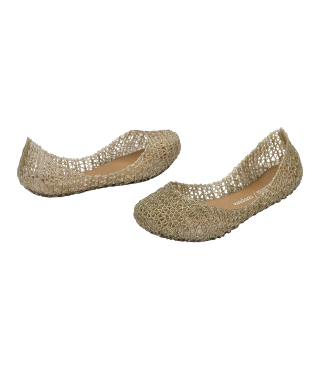 Mini Melissa Gold Glitter Mini Campana Papel Shoe