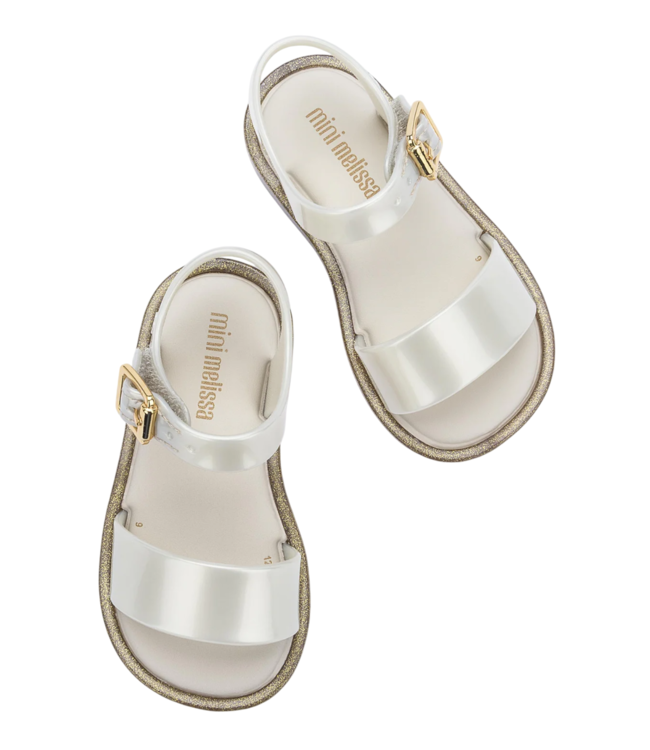 Mini Melissa White Glitter Mar Sandal III