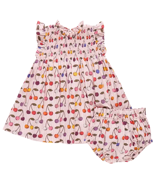 Pink Chicken Cloud Pink Cherry Stevie Baby Dress