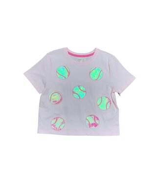 Paper Flower Barely Pink Baseball Applique T-Shirt