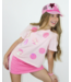 Paper Flower Barely Pink Baseball Applique T-Shirt