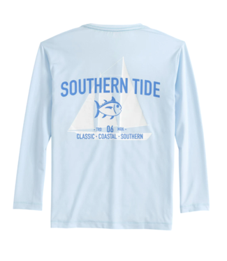 Southern Tide LS Blue Sails Perf Tee