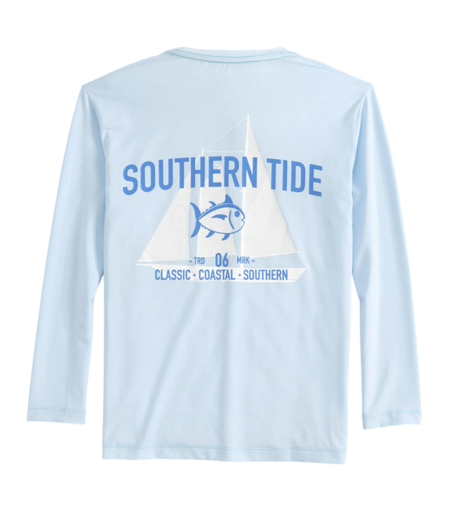 Southern Tide LS Blue Sails Perf Tee