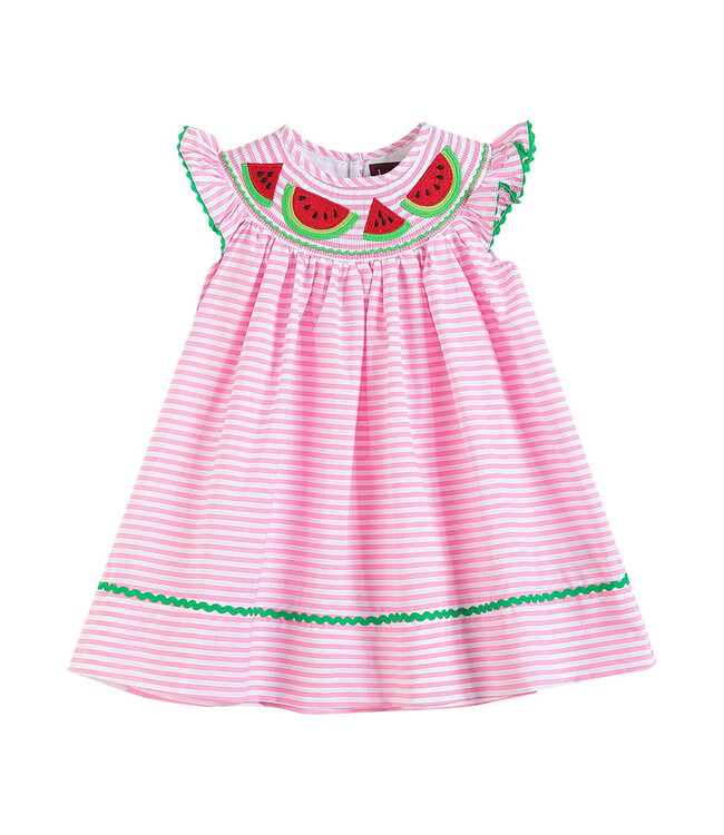 Lil Cactus Pink Stripe Smocked Watermelon Dress