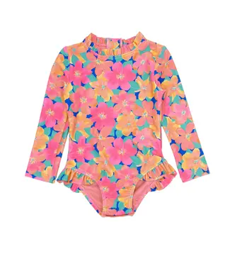 Feather 4 Arrow Pink Carnation Frill Chaser Surf Suit